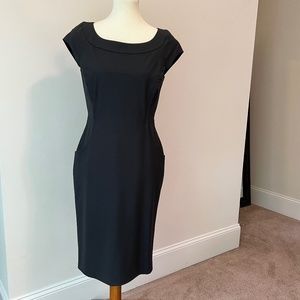 Lafayette 148 New York Size 2 Dark Smoke Gray Cap Sleeve Scoop Neck Dress
